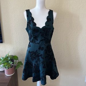 Floral velvet mini dress
